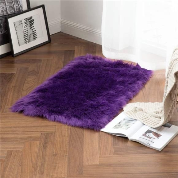 FluffyRug Soft Shaggy FauxFur Area Rug Luxury PlushRectangle Carpet for Bedroom - Picture 4 of 6
